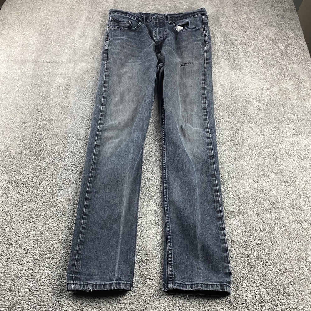 Levis 522‎ Tapered Leg Jeans Mens 31x29 Gray Mid Rise Distressed